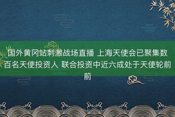 国外黄冈站刺激战场直播 上海天使会已聚集数百名天使投资人 联合投资中近六成处于天使轮前