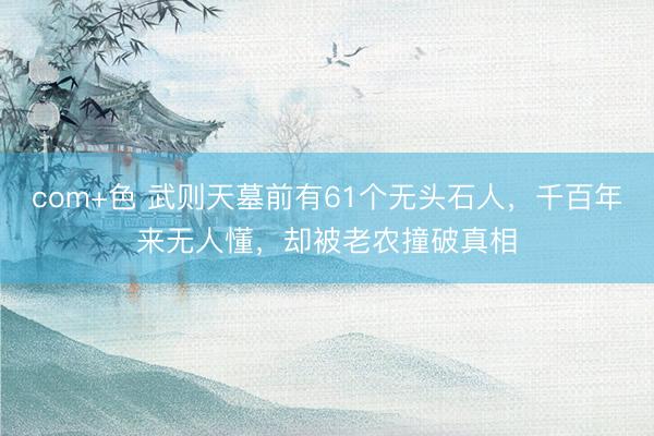 com+色 武则天墓前有61个无头石人，千百年来无人懂，却被老农撞破真相