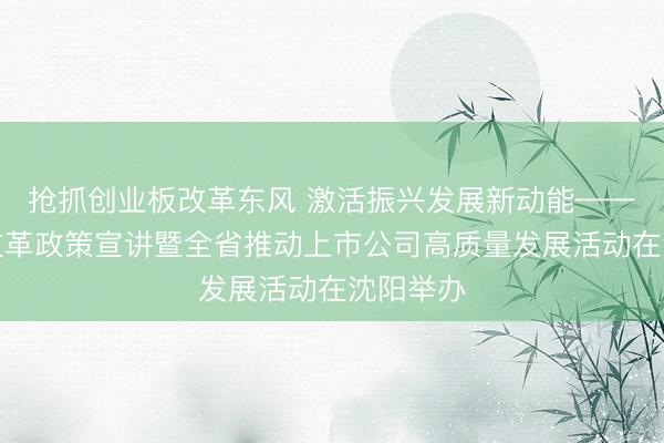 抢抓创业板改革东风 激活振兴发展新动能——创业板改革政策宣讲暨全省推动上市公司高质量发展活动在沈阳举办