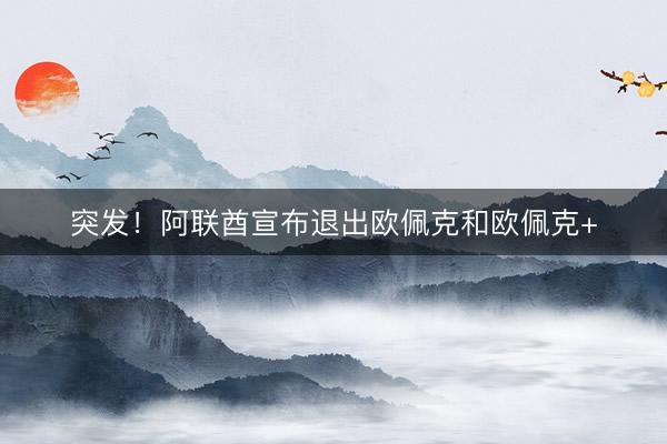 突发！阿联酋宣布退出欧佩克和欧佩克+