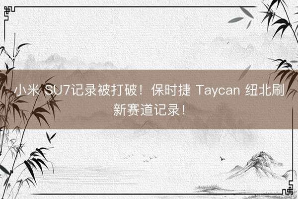 小米 SU7记录被打破！保时捷 Taycan 纽北刷新赛道记录！