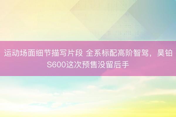 运动场面细节描写片段 全系标配高阶智驾，昊铂S600这次预售没留后手