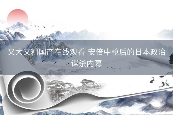 又大又粗国产在线观看 安倍中枪后的日本政治谋杀内幕