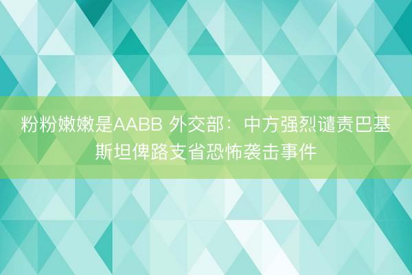 粉粉嫩嫩是AABB 外交部：中方强烈谴责巴基斯坦俾路支省恐怖袭击事件