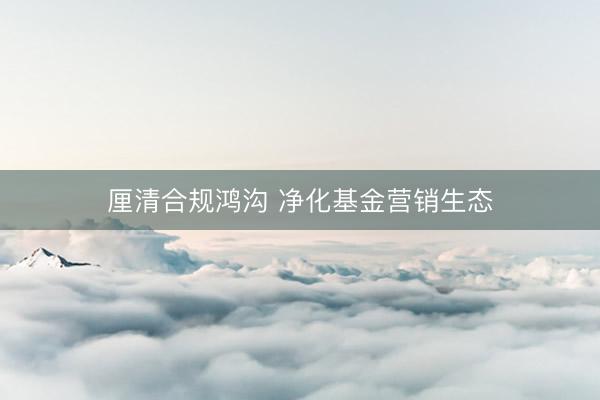 厘清合规鸿沟 净化基金营销生态