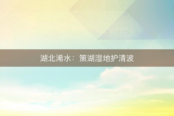 湖北浠水：策湖湿地护清波