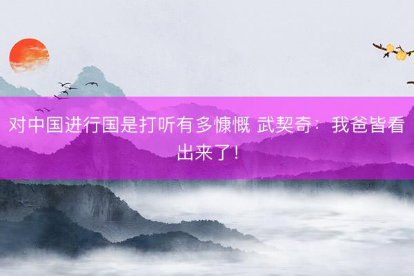 对中国进行国是打听有多慷慨 武契奇：我爸皆看出来了！