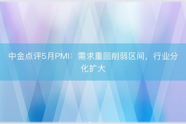 中金点评5月PMI：需求重回削弱区间，行业分化扩大