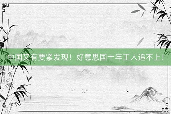 中国又有要紧发现！好意思国十年王人追不上！