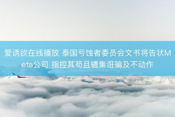 爱诱欲在线播放 泰国亏蚀者委员会文书将告状Meta公司 指控其苟且辘集诳骗及不动作