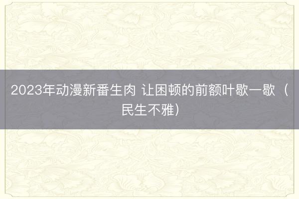 2023年动漫新番生肉 让困顿的前额叶歇一歇（民生不雅）