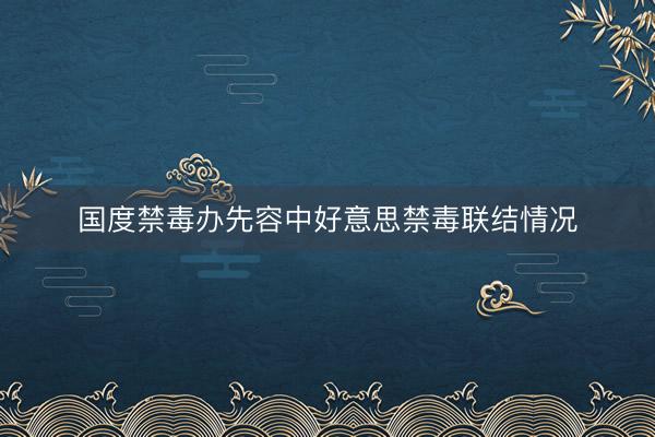 国度禁毒办先容中好意思禁毒联结情况
