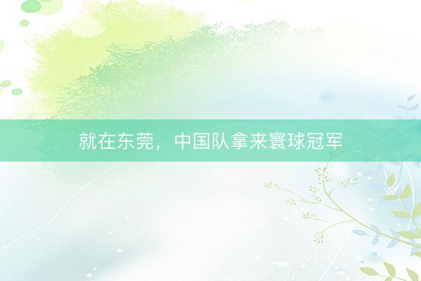 就在东莞，中国队拿来寰球冠军